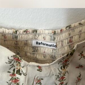 Reformation Floral Cream Blouse